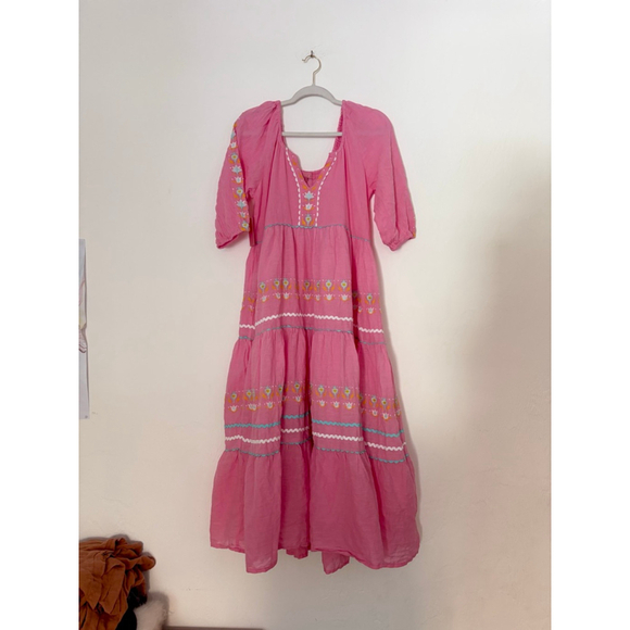 Women's Simply Southern Maxi Dress Size S Pink Embroidered Cotton - Picture 12 of 12